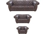 Soggiorno Completo A 3 Pezzi Divani Marroni Poltrone Chesterfield Mobili Imbottiti Di Lusso