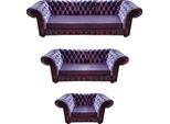 Set Completo 3 Pezzi Soggiorno 2X Divani Chesterfield Poltrone Nuovi Mobili Imbottiti