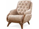 Poltrona Seduta Design Classico Tappezzeria Soggiorno Seduta Singola Pelle Stile Mobili Lusso