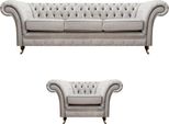 Set Di Lusso Grigio Divano A Tre Posti Divano Chesterfield Poltrona Soggiorno