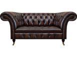 Divano In Pelle Marrone Di Lusso A Due Posti, Divano Da Salotto Imbottito Chesterfield