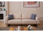 Divano Di Design 3 Posti Rivestimento Tessile Moderno Beige 230Cm Divani