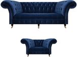Set Completo Divano A Tre Posti Poltrona Di Lusso Arredo Soggiorno Chesterfield