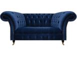 Divano Due Posti Divano Imbottito Chesterfield Tessile Design Blu Nuovo