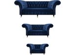 Soggiorno 3Pcs Lusso Completo Divani Chesterfield Tessile Arredamento Poltrone