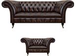 Set Soggiorno 2Pcs Tre Posti Divano Divano Chesterfield Poltrona Nuovi Mobili Imbottiti