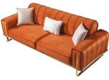 Divano Arancione 3 Posti Soggiorno Design Di Lusso Chesterfield Stile Italiano