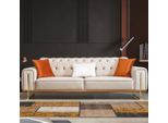 Divano Beige 3 Posti Soggiorno Design Di Lusso Chesterfield Stile Italiano
