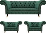 Set Completo 3 Pezzi Soggiorno 2X Poltrona Con Divano A Tre Posti Chesterfield
