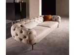 Divano 3 Posti Lussuoso Rivestimento Beige Divani Design Ecopelle Nuovo Moderno