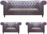 Chesterfield Marrone Mobili Imbottiti Soggiorno Poltrona 3+1+1 Divano Tre Posti