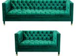 Suite Di Lusso Tessuto Di Rivestimento 2X Divani Chesterfield Mobili Imbottiti Arredamento