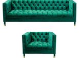 Set Di Divani 2 Pezzi Verde Chesterfield Arredamento Moderno Di Lusso Imbottito