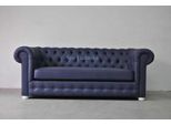 Divano Chesterfield 3 Posti Imbottitura Tessile Divano Seduta Soggiorno Nero