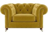 Nuova Poltrona Di Lusso Soggiorno Giallo Mobili Imbottiti Sedile Tessile Chesterfield