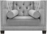 Poltrona Chesterfield Grigia Soggiorno Mobili Imbottiti Design Tessile Nuovo