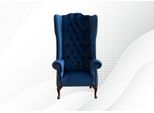 Poltrona Wing Chair Chestefield Sedia Seduta Imbottitura Divano Lounge Velluto Tessile Nuovo