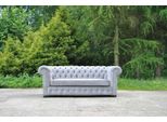 Chesterfield 3 Posti Divano Imbottito Divano Sedile Soggiorno Divano Grigio Velluto Nuovo