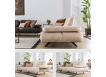 Divano 2 Posti Imbottito Divano Beige Tessile Pelle Design Moderno Divano Divani Lusso