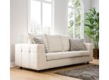 Lusso Divano Moderno 3 Posti Imbottito Divano Bianco Sedile Tessile Design Divano Divani