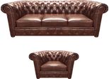 Mobili Imbottiti Divano In Pelle Tre Posti Marrone Poltrona Seduta Soggiorno Nuovo Chesterfield