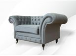 Poltrona Grigia Chesterfield Tessile Soggiorno Divano Monoposto Divano Imbottito Nuovo