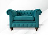 Poltrona Verde Turchese Poltrona Chesterfield Tessile Soggiorno Divano Monoposto Divano Imbottito