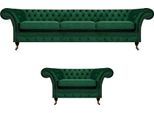 Mobili Imbottiti Divano Verde Divano A Tre Posti Poltrona Chesterfield Set Di Divani 3+1