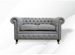 Chesterfield 2 Posti Tessuto Grigio Chiaro Soggiorno Design Imbottitura Divano Divani Tessuto