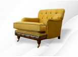 Poltrona Chesterfield Tessuto Giallo Soggiorno Design Tappezzeria Nuovo Design Tessile Lusso