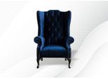 Poltrona Sedia Ad Ala Blu Tessuto Chesterfield Mobili Creativi Soggiorno