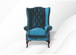 Poltrona Chesterfield Poltrona Ad Ala In Tessuto Blu Arredamento Soggiorno Moderno Di Lusso