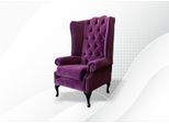 Poltrona Chesterfield Viola Tessuto Soggiorno Design Tappezzeria Nuovo Tessile Lusso