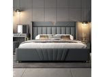 Camera Da Letto Grigio Letto Mobili Di Design Materiali Di Lusso Struttura In Legno