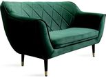 Divano 2 Posti Verde Soggiorno Moderno Design Lusso Legno Mobili Tappezzeria Tessuto Nuovo