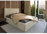 Letto Beige Letto Matrimoniale Legno Moderno Elegante Letto Rivestimento Tessuto Camera Da Letto Nuovo