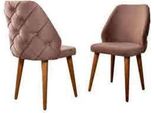 Sedia Imbottita In Legno Con Schienale Beige Chesterfield Su Gambe In Legno Per Sala Da Pranzo