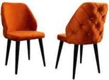 Sedia Imbottita In Legno Chesterfield Arancione Su Gambe Nere Per La Sala Da Pranzo