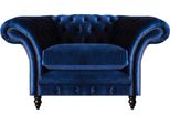 Poltrona Chesterfield Blu Design Di Lusso Tappezzeria In Tessuto Nuovo Arredamento Per Il Soggiorno
