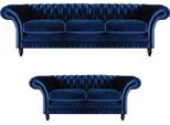 Soggiorno 2Pcs Tre Posti Divano Blu Due Posti Divani Arredamento Chesterfield
