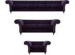 Lussuoso Set Di Divani Viola Design Chesterfield Imbottiti Soggiorno