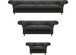 Divani Da Salotto Chesterfield Arredamento Moderno Imbottito Set Di Sedute 3 Pezzi Nuovo