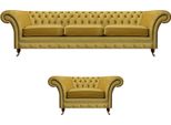 Set Di Lusso Chesterfield Divano Imbottito A Tre Posti Con Poltrona Soggiorno