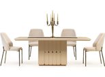 Set Sala Da Pranzo Moderna Bianca Tavolo Da Pranzo Credenza Sedie X3 Specchio 9Pcs