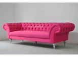 Tessuto Design Divano Imbottito Divani Tessile Divano Moderno Chesterfield 3 Posti Rosa