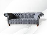 Divano A Tre Posti Imbottito Design Divano 3 Posti Camera Grigio Chesterfield Nuovo