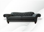 Xxl Divano 4 Posti Divano Chesterfield Tappezzeria Sedile Set Pelle Tessile Grigio Nuovo