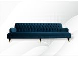 Divano Grande Divano Chesterfield 250Cm Imbottito Divani 4 Posti Pelle Tessile Turchese Xxl Nuovo