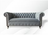 Divano Chesterfield Divano Tappezzato Tessuto Pelle Divano Tessile Set 3 Posti Nuovo