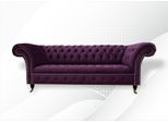 Divano Xxl 3 Posti Divano Chesterfield Imbottito Set Di Sedute In Pelle Tessile Viola